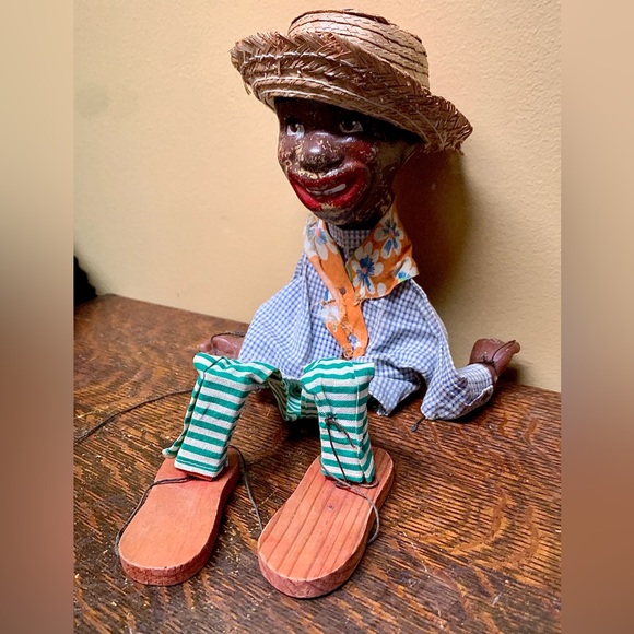 Antique Straw Hat Bandana Wearing Jigger Dancing Puppet Marionette Doll - Picture 11 of 16